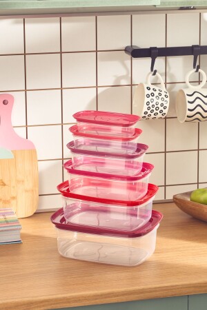 (منيز فيكس) (الخامس الأحمر) ، حاوية تخزين 6 قطع، مجموعة 153. 03. 06. 1286-1 - Karaca