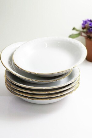 مجموعة من 6 طلاءات من الذهب 16 سم من النقرات البورتسلانية - Porland