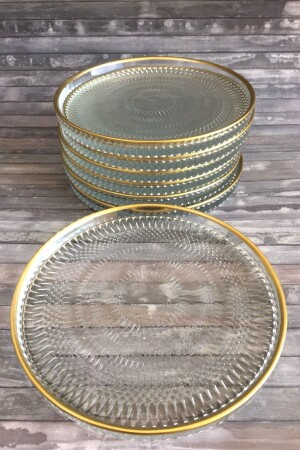 م.ن.ز. - ذهبية زجاجية مزخرفة 6 قطعًا لوحة زجاجية خفيفة الخدمة لوحة الخدمة 16 سم - Metropolavm