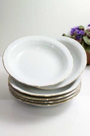 مجموعة من الصفائح العميقة من 6 طلاء ذهبية من 19 سم - Porland