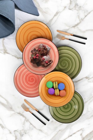 مـنـز-جـوستو 6 قطع كـيك تـبـلـت مجموعة ملونة 19 سم كـيك تـبـلـت مصنوعة يدوياً - ŞURAMUTFAK