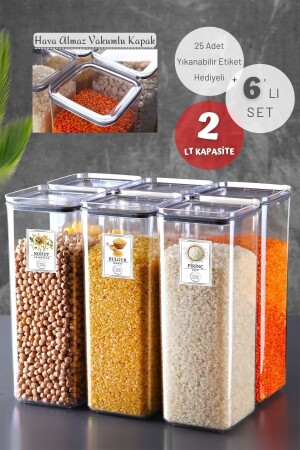 مجموعة من 6 علامات، سليكون سيل مربع حاوية تخزين الطعام مجموعة 2 لتر شفاف NDY-EP-148 - Nandy Home