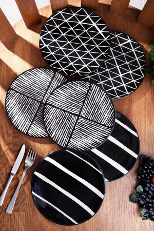 مجموعة من 6 تصميمات خاصة مصنوعة يدوياً 21 سم من لوحات الكعك السوداء - سلسلة السوداء - Kitchen Life