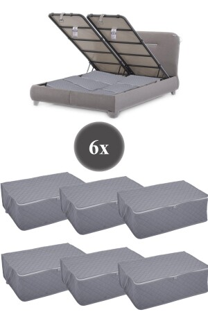 كيس تخزين قاعدة الأريكة من نوع كيس تخزين قاعدة السوترات والوسادة ومدفأة 6 قطع 22x40x60 (ANTHRACITE) - Adarya
