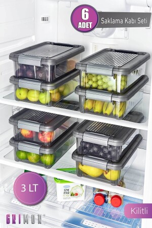 مجموعة من 6 حاويات تخزين كبيرة مقفلة 3 ملازم GM00316 - GRİMOR Life