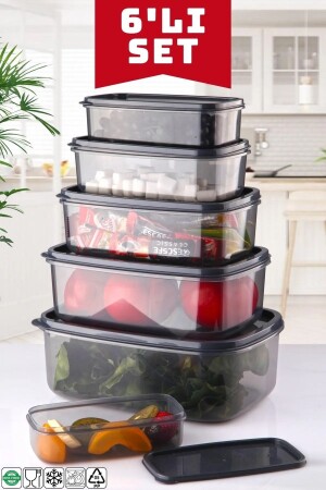 مجموعة من 6 حاويات تخزين الأنتراكيت المستقيمة 300 مل-500 مل 800 مل 1200 مل 1900 مل 2900 مل OPH-000278 - Open Home Concept