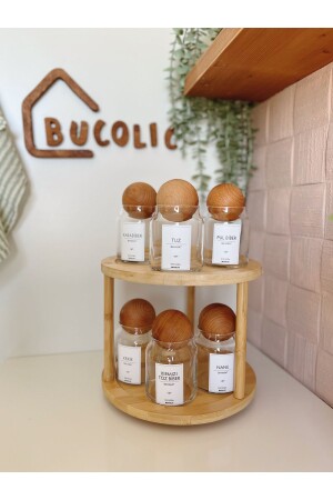 مجموعة من 6 صناديق زجاجية لذيذة مع قوارب خشبية ومعلامات خشبية محركة 300 مل BHS78 - BUCOLIC