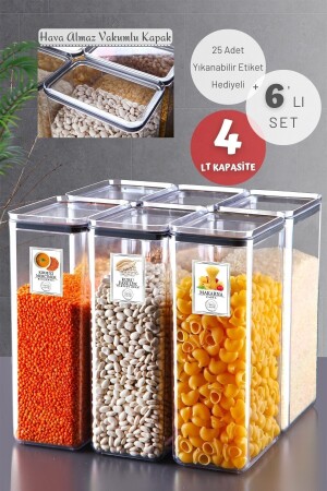 مجموعة من 6 أدوات سيليكون ملصقة صمام مستطيل حاوية تخزين الطعام مجموعة 4 لتر شفافة NDY-EP-158 - Nandy Home