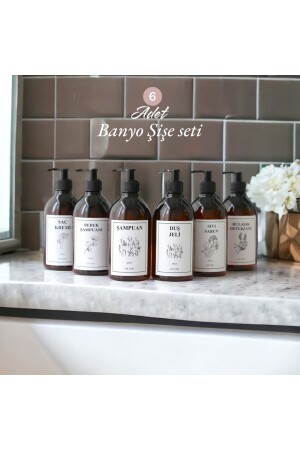 م.ن.ز-أمبر الزجاج نظرة صابون البلاستيكي الموزع مجموعة من 6 حمام ومطبخ منظمة زجاجات 500 مل ومغطاة مضخة DEM - Dem Home