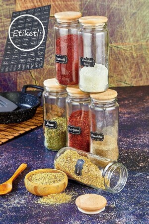 6-قطعة 500 مل من الزجاجي وعاء العقاقير المُشعّر عليها MNZ مع حاوية تخزين الغطاء الخشبية FBZ-0020399 - FBZhome