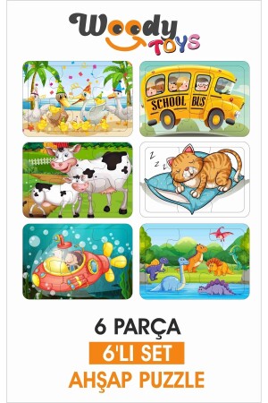 مقعد الأطفال من الخشب من الجينز جيجسو 6 قطعة 6 قطعة مجموعة-2 مقعد022 - woody toys