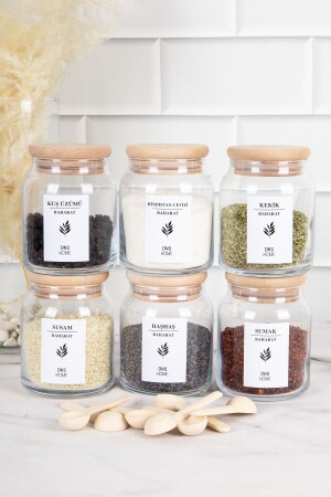 مجموعة من 6 صناديق خشبية للفراغات مع المكسرات، 6 قطع من ملعقة العطور والنقانق مع علامة العطور مجموعة 300 مل DNS-6lı300 - DNS HOME