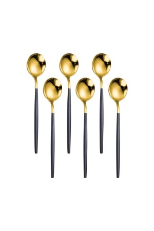 منز - فخمة ماتا ذهبية أسود قاشق قهوة 6 قطع مجموعة مقنعة ماتا ذهب أسود 6 قاشق - Kitchen Design Lab