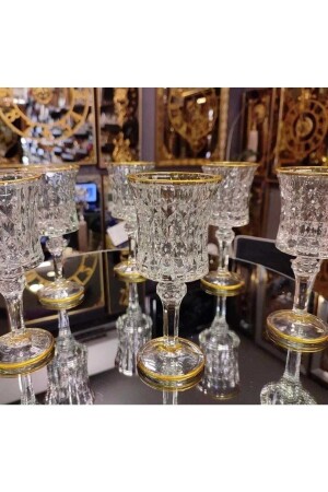 مجموعة من 6 كؤوس ماء بلورية ذهبية مع كؤوس قهوة من 6 كؤوس بلورية ذهبية - EVRA