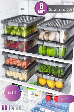 مجموعة من 6 حاويات تخزين مقفلة بحجم جمبو 6 ملازم GM00316 - GRİMOR Life