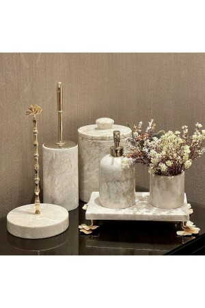 مـنز - ديكوراتيف بيجيه ماربل جينكو إكسسوري مفصلة 6 قطع حمام مجموعة بيجيهينغكو6 - MIARIK DESIGN & DEKORASYON