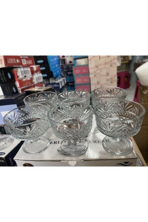 (آيس كريم) من قلوب (منز) وعلبة (ماغنوليا) 6 قطع وعلبة زجاجية وعلبة خفيفة عرض 6 قطع حاملة للآيس كريم - Pov Pine