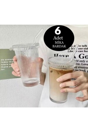 م.ن.ز-ميكا 6 قطع 600 مل زجاج ميكا أوريجامي مع غطاء وطحالب - زجاج عرض - زجاج مشروب شرب خفيف TYCOX - M Mimoza Park