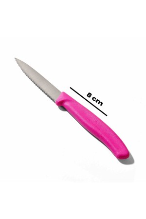 6. 7636. l115 Schälmesser mit Wellenschliff – Rosa/8 cm EVİDEA8277 - 6