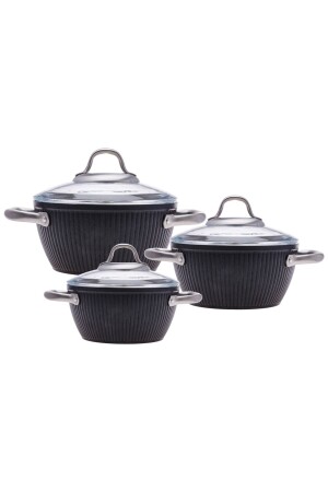 م.ن.ز-سانسا غرانيت 6 قطع مدي طباخات مجموعة 8699343476720 - Emsan