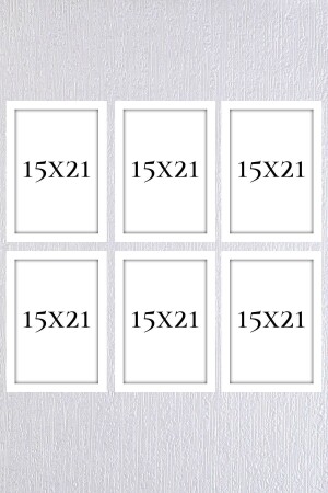 مجموعة من الأطر البيضاء من 6 قطع (A5) 15x21 - Araste Dekorasyon