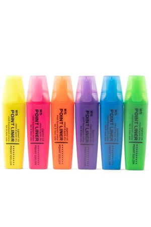 6 Adet Asetat Çantalı Fosforlu Kalem- Pastel Renkler - 1