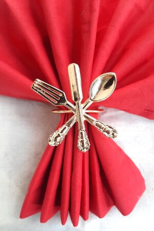 6 Adet Dekoratif Gold Food Style Peçete Halkası - Napkin Ring - 1