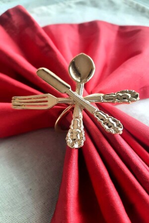 6 Adet Dekoratif Gold Food Style Peçete Halkası - Napkin Ring - 4