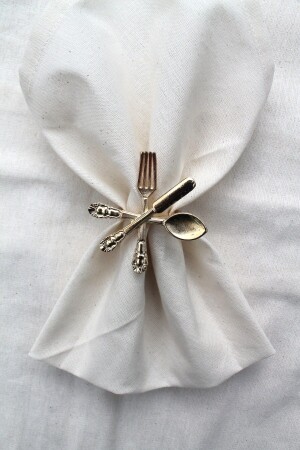 6 Adet Dekoratif Gold Food Style Peçete Halkası - Napkin Ring - 7