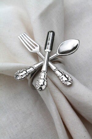 6 Adet Dekoratif Gümüş Food Style Peçete Halkası - Napkin Ring 3563 - 1