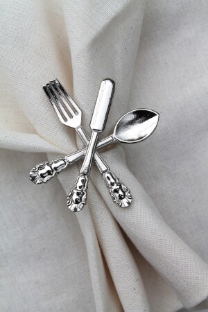 6 Adet Dekoratif Gümüş Food Style Peçete Halkası - Napkin Ring 3563 - 3