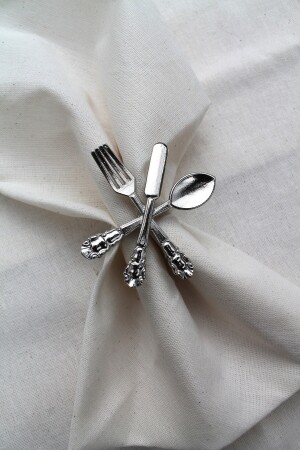 6 Adet Dekoratif Gümüş Food Style Peçete Halkası - Napkin Ring 3563 - 8