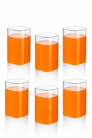 6 Adet Dikdörtgen Isıya Dayanıklı Borosilikat Trend Meşrubat Bardağı 380 Ml Kare Bardak V-25151 - 5