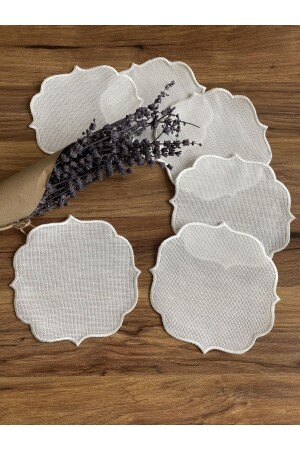 6 Adet Etamin Işlemeye Uygun Linen Keten Kumaş Ekru Renk Kahve Yanı Kokteyl Sunum Peçete - Nurhanhome