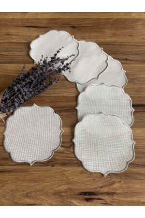 6 Adet Etamin Işlemeye Uygun Linen Keten Kumaş Gümüş Renk Kahve Yanı Kokteyl Sunum Peçete - Nurhanhome