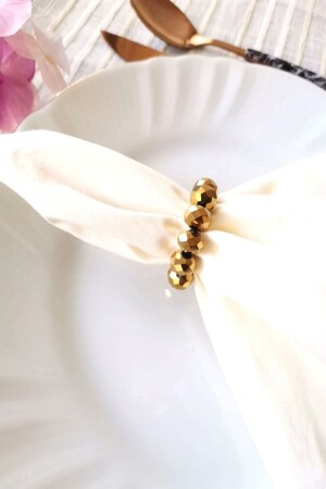 6 Adet Gold Kristal Top Boncuklu Peçete Yüzüğü - Emtory Home