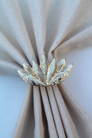 6 Adet Gold Lotus Çiçeği Metal Peçete Halkası - Napkin Ring 3501 - 2