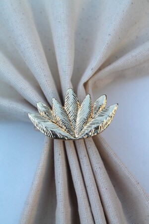 6 Adet Gold Lotus Çiçeği Metal Peçete Halkası - Napkin Ring 3501 - 4