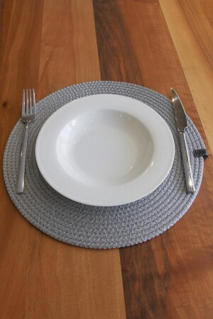 6 Adet Gri Jüt Supla - Amerikan Servis Lux Sunum Tabak Altlığı - Deka Home