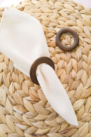 6 Adet Kahverengi Yassı Halka Peçete Yüzüğü - Emtory Home