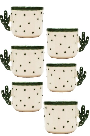 MNZ-6 قطع كوب الكاكتوس مصنوعة يدوياً من السيراميك 150 مل شاي، قهوة مزدوجة، إسبريسو، كوب نيسكاف 6KTS - Otogar Çini
