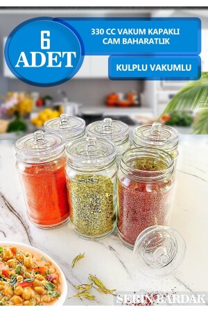 6 Adet Kulplu Ve Vakum Kapaklı Cam Baharat Takımı Bh00006 - 5