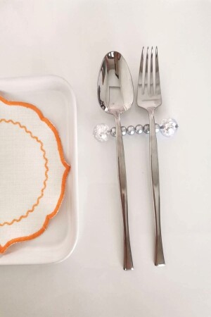 6 Adet Modern Lame Silver Çatal Kaşık Bıçak Servis Sunum Dayanağı - Emtory Home