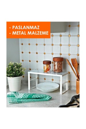 6 Adet Paslanmaz Metal Dolap Içi Raf Düzenleyici Mutfak Dolabı Tabak Bardak Tencere Rafı Organizer HK1014 - 4