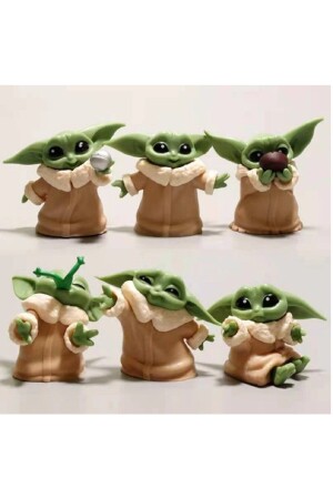 6 Adet/takım Disney Bebek Yoda Hareketli Oyuncak Bebekler Anime 5-6cm Star Wars Kawai Mini Dekor HC-ALK125 - 2