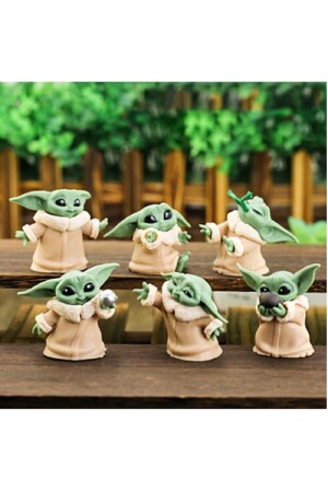 6 Adet/takım Disney Bebek Yoda Hareketli Oyuncak Bebekler Anime 5-6cm Star Wars Kawai Mini Dekor - 1