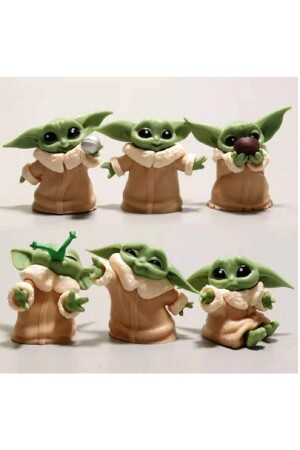 6 Adet/takım Disney Bebek Yoda Hareketli Oyuncak Bebekler Anime 5-6cm Star Wars Kawai Mini Dekor - 2