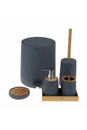 أسلحة حمام مستديرة من 6 قطع من الأكل الأكريلي مع غطاء بامبو رمادية Alessia Dc1. en-3727 DC1. TR-3727 - AROW