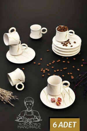 مجموعة من 6 كوبات مع لوحة خدمة بيضاء دائرة ars104 - Arsim Home