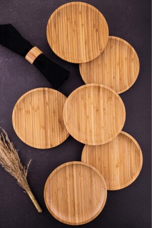 (منيز إيمي) - 6 قطع كعكة من الخيزران مجموعة B5092 - Bambum